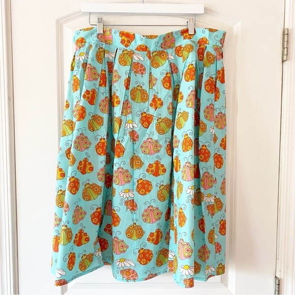 MODCLOTH X Marisol Ladybug Pleated Swing Skirt NEW Novelty - Picture 7 of 11